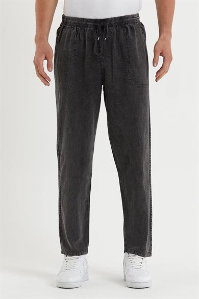 Erkek Antrasit Relaxed Keten Pantolon