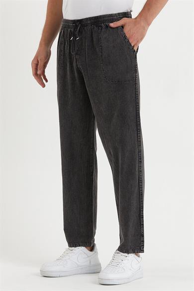 Erkek Antrasit Relaxed Keten Pantolon