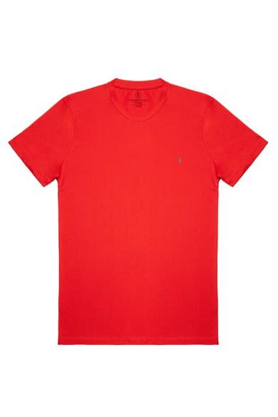 Erkek Lacivert Kırmızı Beyaz %100 Pamuklu Bisiklet Yaka 3-lü T-Shirt Paketi