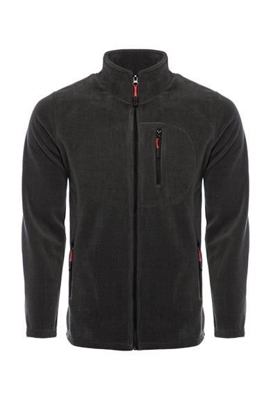 Erkek Polar Antrasit Renk 3 Cepli Fermuarlı Bato Yaka Outdoor Polar