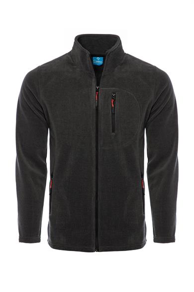 Erkek Polar Antrasit Renk 3 Cepli Fermuarlı Bato Yaka Outdoor Polar