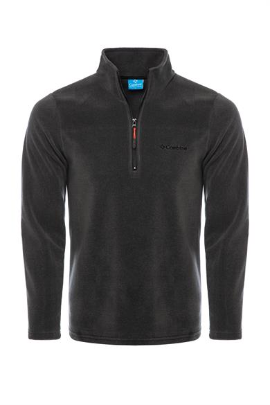 Erkek Polar Antrasit Renk Yarım Fermuarlı Bato Yaka Outdoor Polar