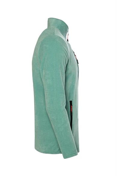 Erkek Polar Çağla Renk 3 Cepli Fermuarlı Bato Yaka Outdoor Polar