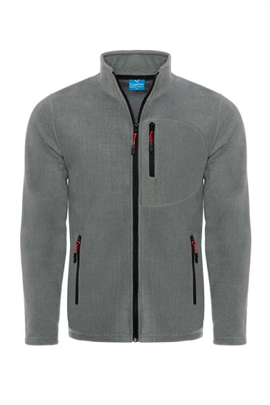 Erkek Polar Gri Renk 3 Cepli Fermuarlı Bato Yaka Outdoor Polar