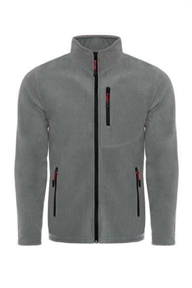 Erkek Polar Gri Renk 3 Cepli Fermuarlı Bato Yaka Outdoor Polar