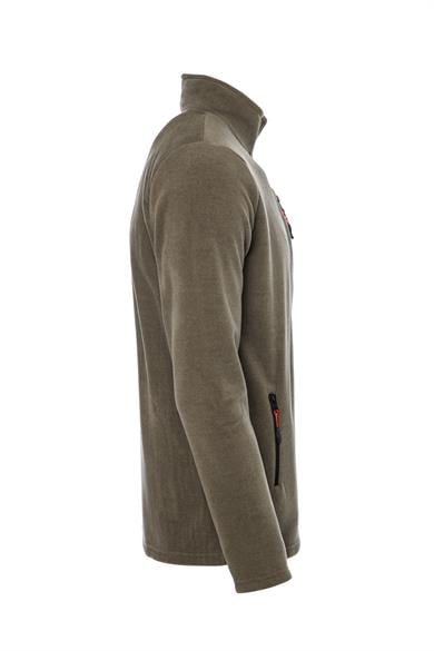 Erkek Polar Haki Renk 3 Cepli Fermuarlı Bato Yaka Outdoor Polar
