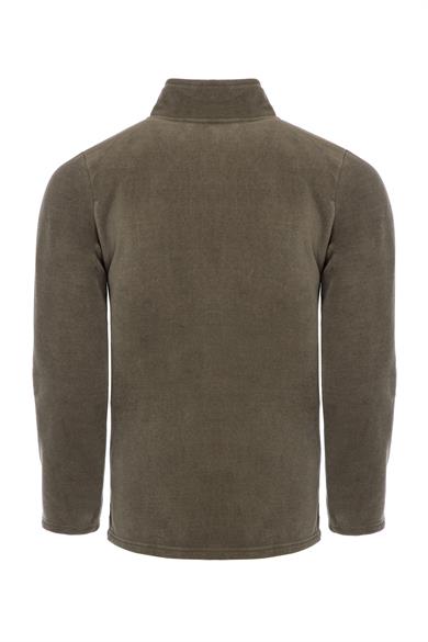 Erkek Polar Haki Renk 3 Cepli Fermuarlı Bato Yaka Outdoor Polar