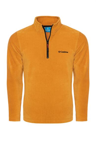 Erkek Polar Hardal Renk Yarım Fermuarlı Bato Yaka Outdoor Polar