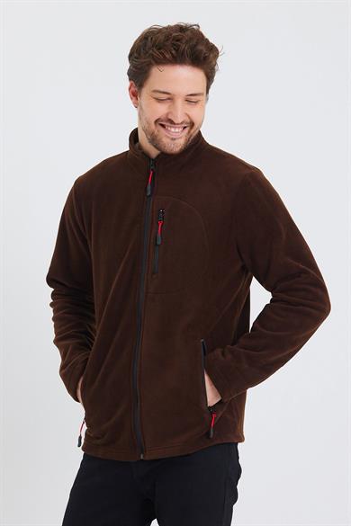 Erkek Polar Kahverengi 3 Cepli Fermuarlı Bato Yaka Outdoor Polar