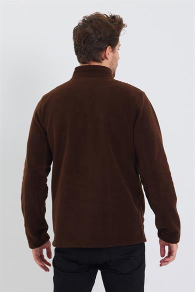 Erkek Polar Kahverengi 3 Cepli Fermuarlı Bato Yaka Outdoor Polar