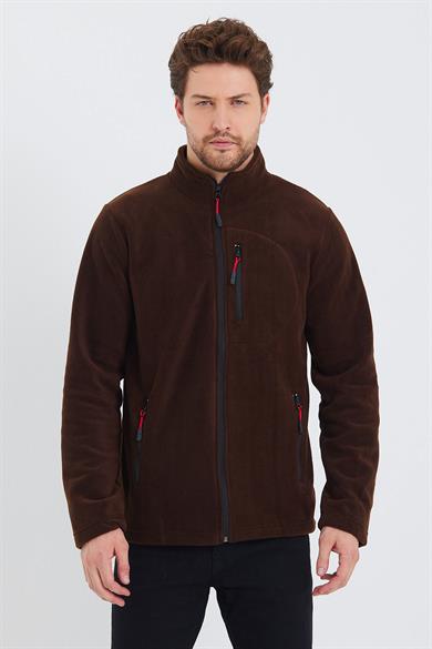 Erkek Polar Kahverengi 3 Cepli Fermuarlı Bato Yaka Outdoor Polar