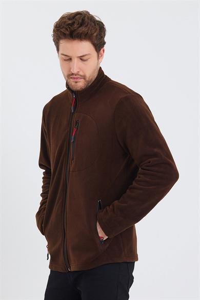 Erkek Polar Kahverengi 3 Cepli Fermuarlı Bato Yaka Outdoor Polar