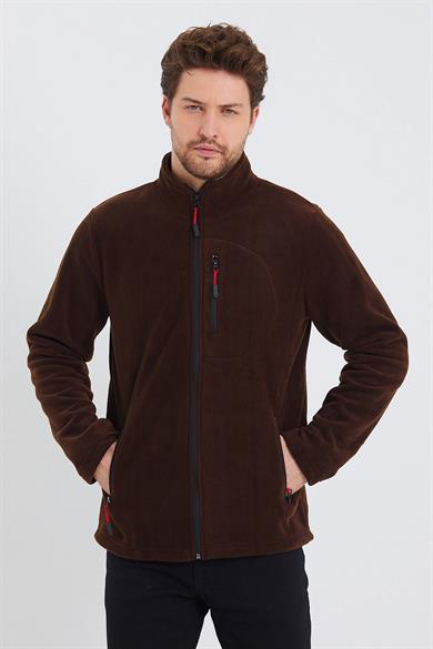 Erkek Polar Kahverengi 3 Cepli Fermuarlı Bato Yaka Outdoor Polar
