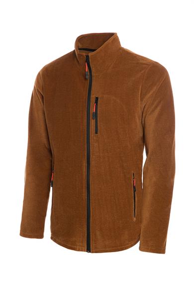 Erkek Polar Karamel Renk 3 Cepli Fermuarlı Bato Yaka Outdoor Polar