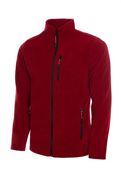 Erkek Polar Kırmızı Renk 3 Cepli Fermuarlı Bato Yaka Outdoor Polar