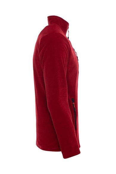 Erkek Polar Kırmızı Renk 3 Cepli Fermuarlı Bato Yaka Outdoor Polar
