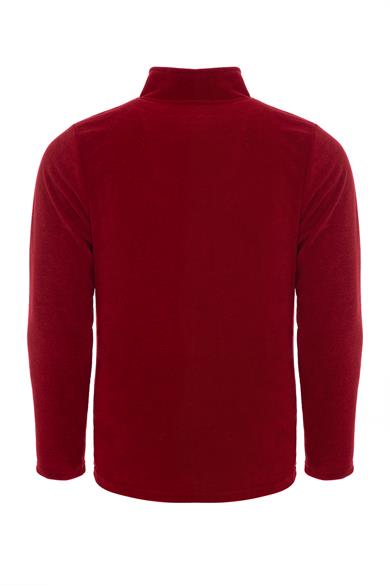 Erkek Polar Kırmızı Renk 3 Cepli Fermuarlı Bato Yaka Outdoor Polar