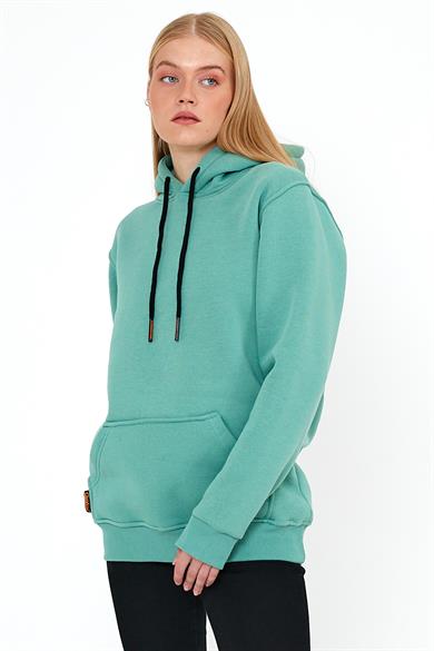 Kadın Çağla Standart Fit Normal Kesim İçi Polarlı Kapüşonlu Kanguru Cepli Pamuklu Sweatshirt