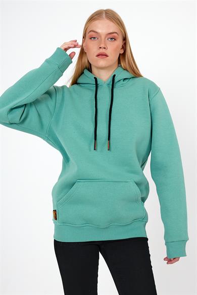 Kadın Çağla Standart Fit Normal Kesim İçi Polarlı Kapüşonlu Kanguru Cepli Pamuklu Sweatshirt