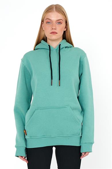 Kadın Çağla Standart Fit Normal Kesim İçi Polarlı Kapüşonlu Kanguru Cepli Pamuklu Sweatshirt