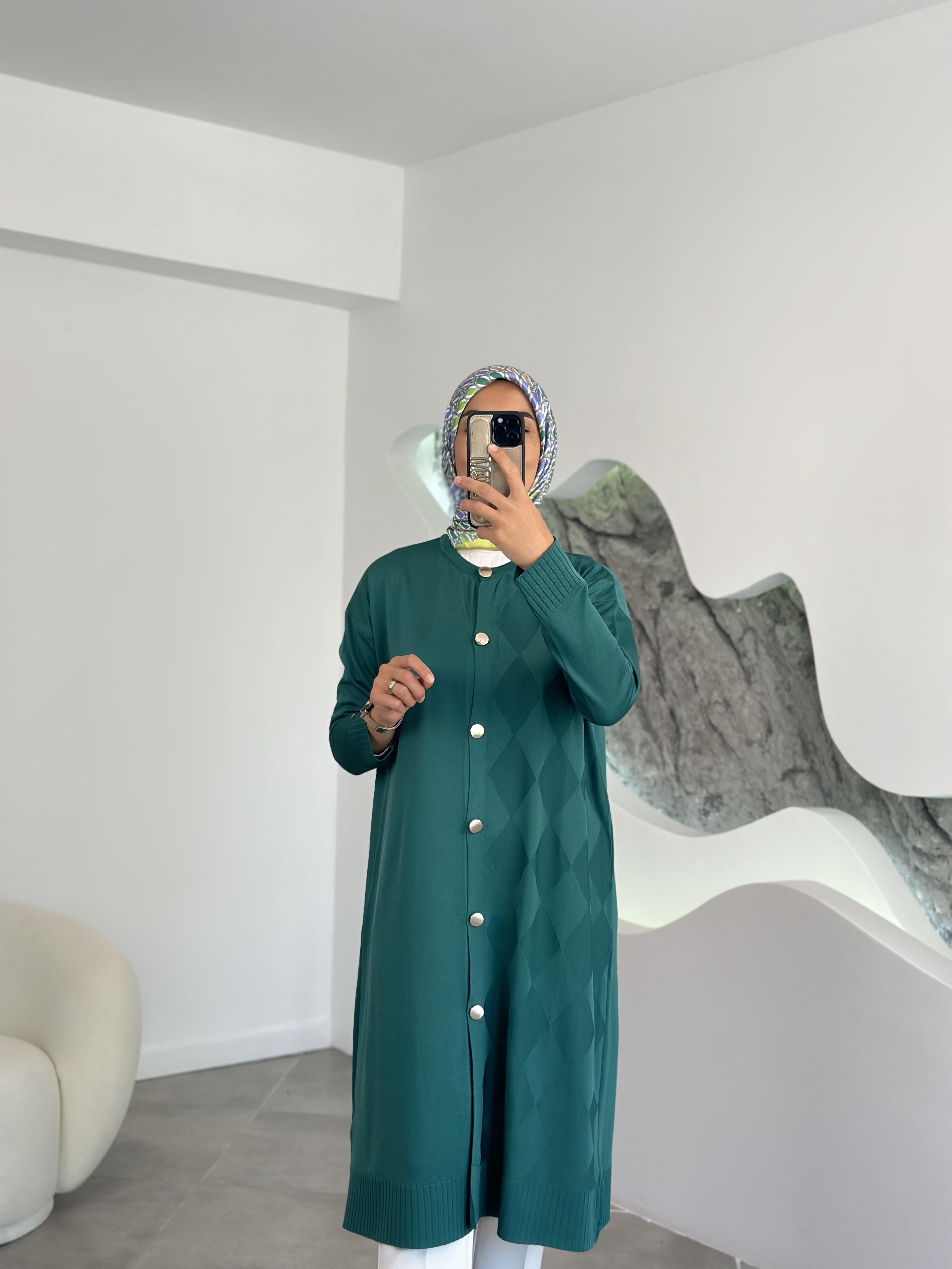 Armine Trend Baklava Desenli Hırka 25YTD4124 Ördek Yeşili