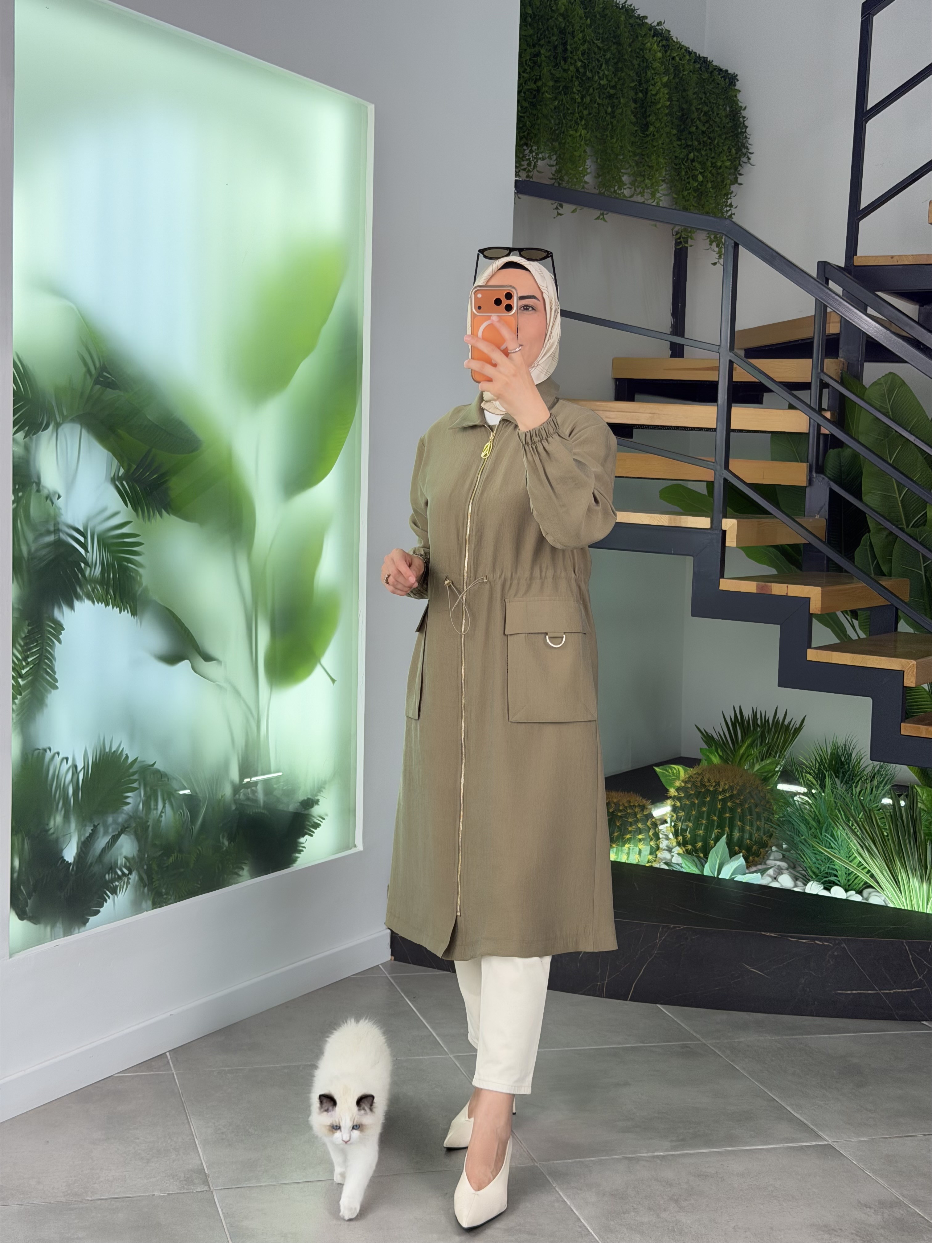 Armine Trend Beli Büzgü Detaylı Kap 26YT501 Yağ Yeşili