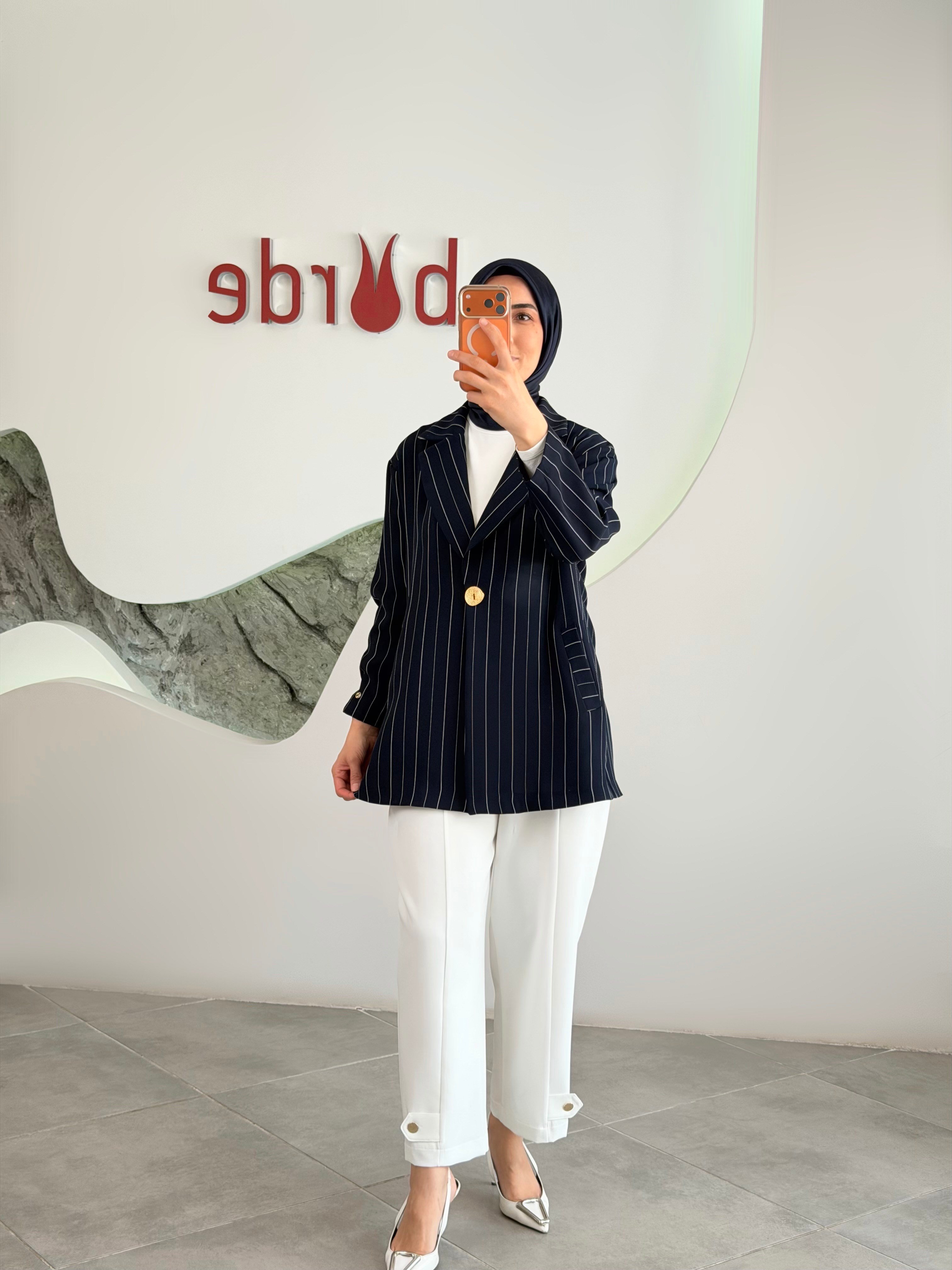 Armine Trend Lacivert Blazer Ceketli Takım | Şık Ofis Kombini 