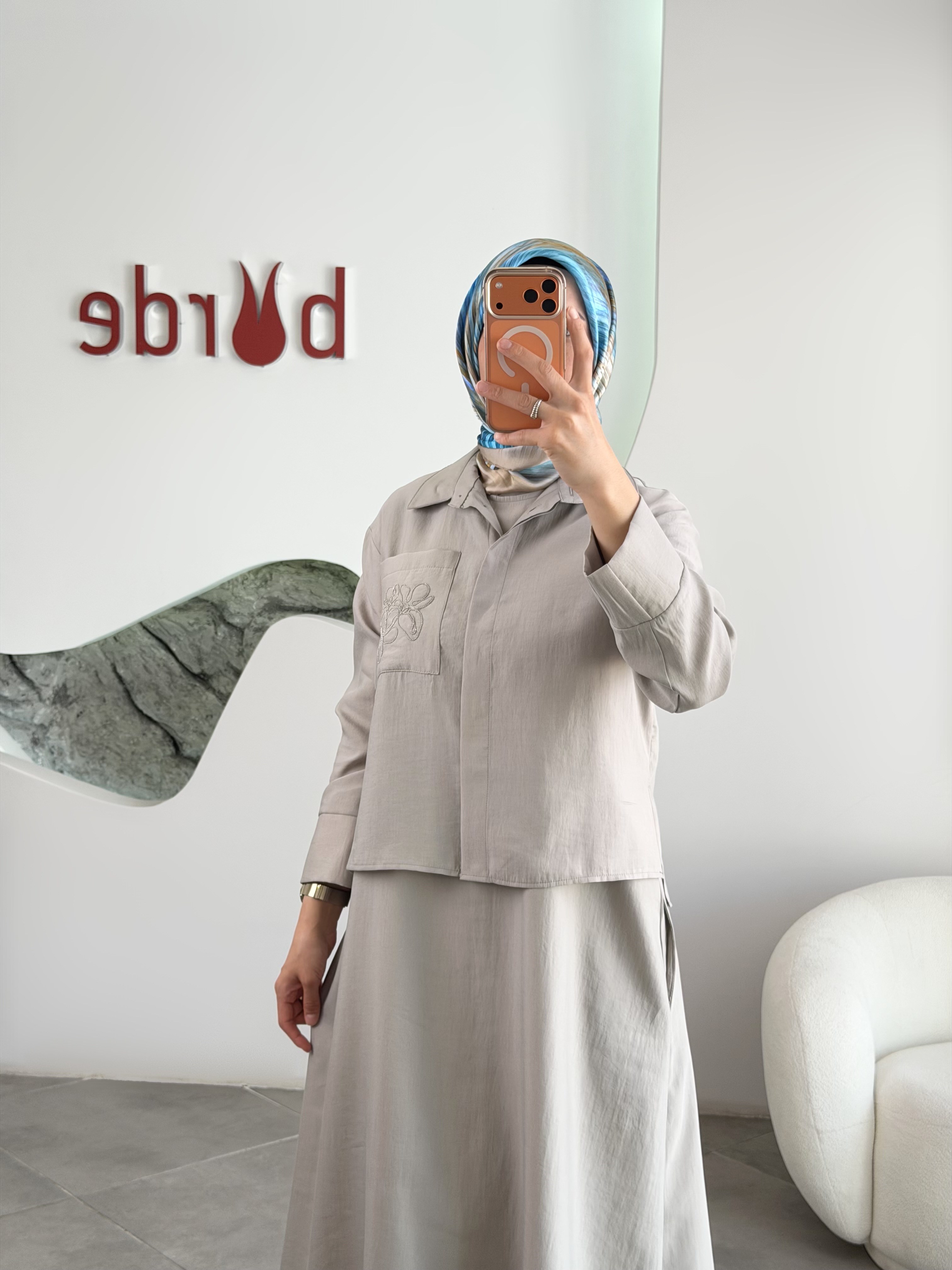 Armine Trend Cep Detayı İşlemeli Elbiseli Takım 26YT908 Taş