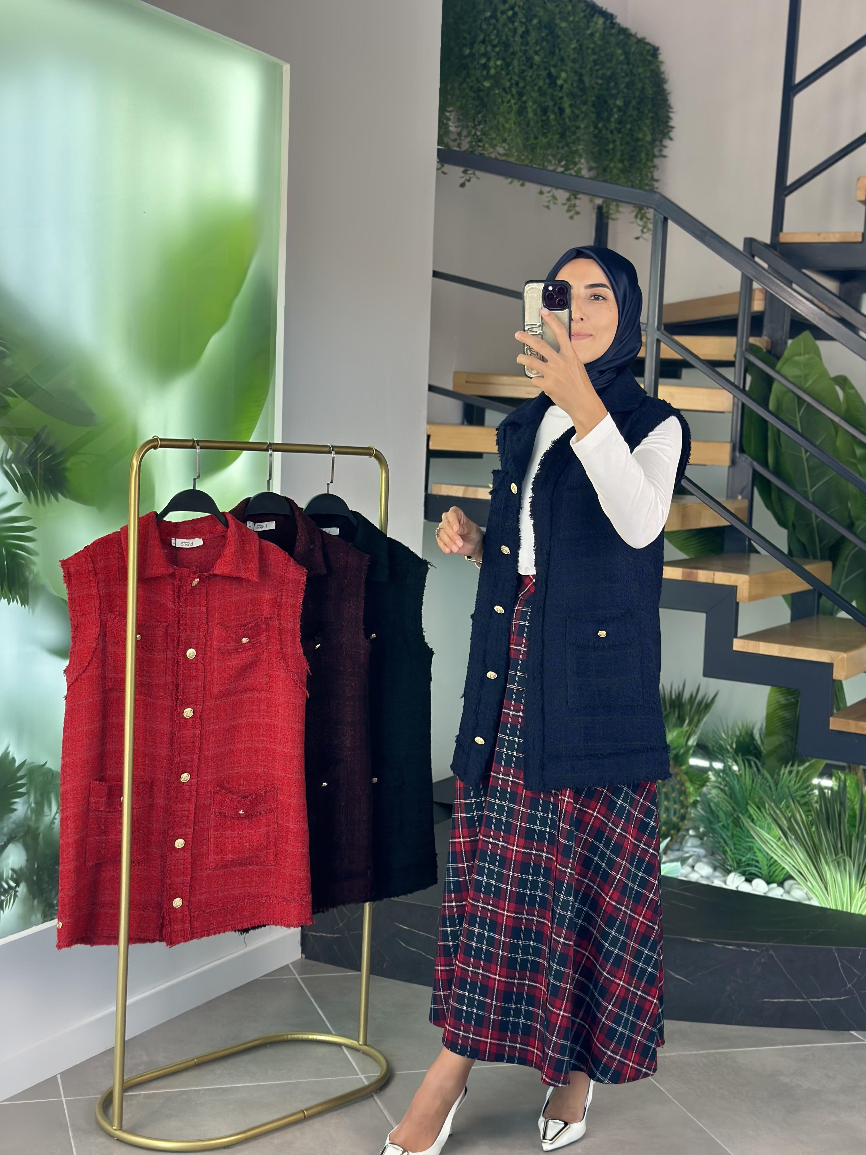 Armine Trend Cepli Tüvit Yelek 25KT516 Lacivert