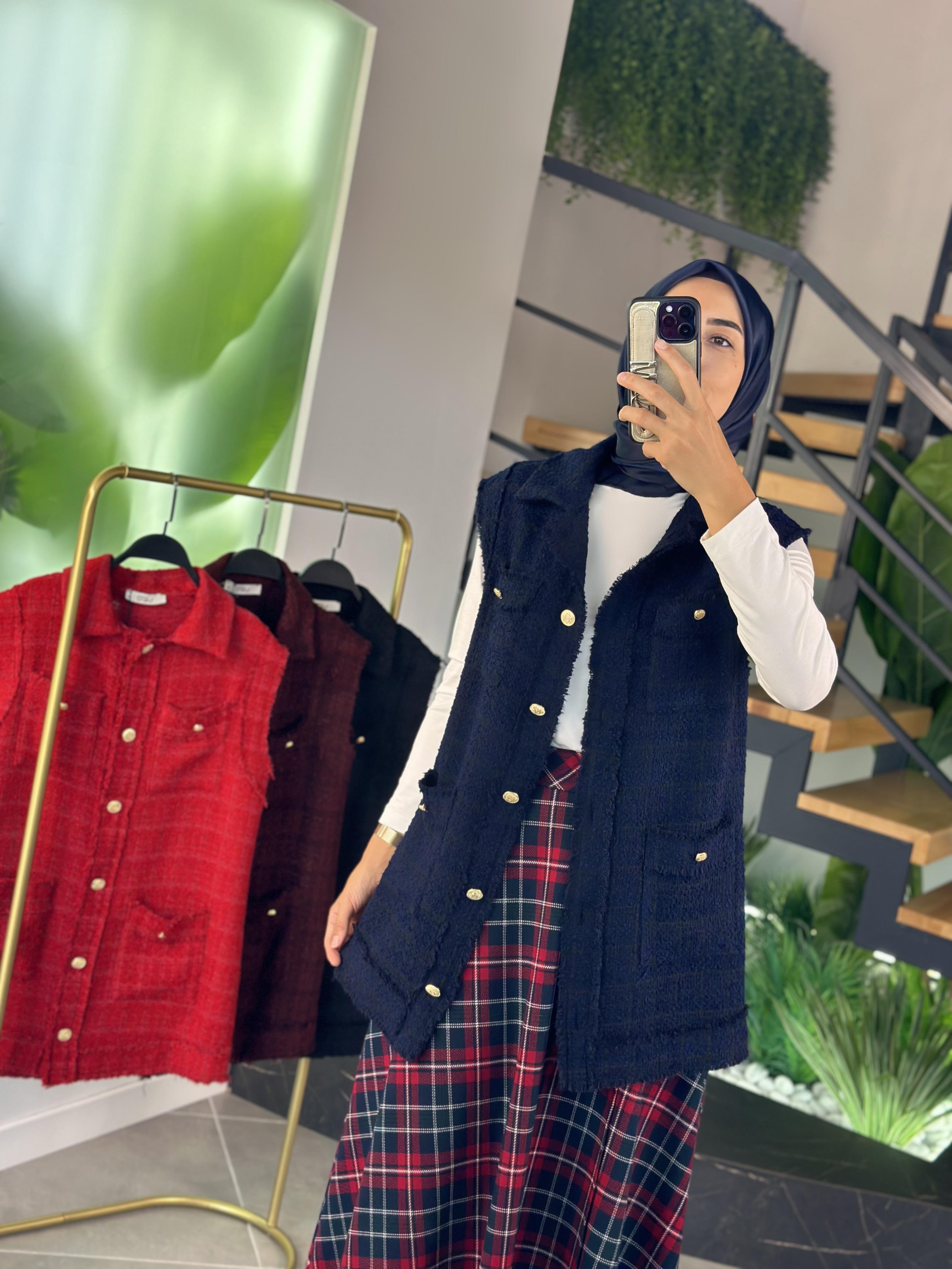 Armine Trend Cepli Tüvit Yelek 25KT516 Lacivert