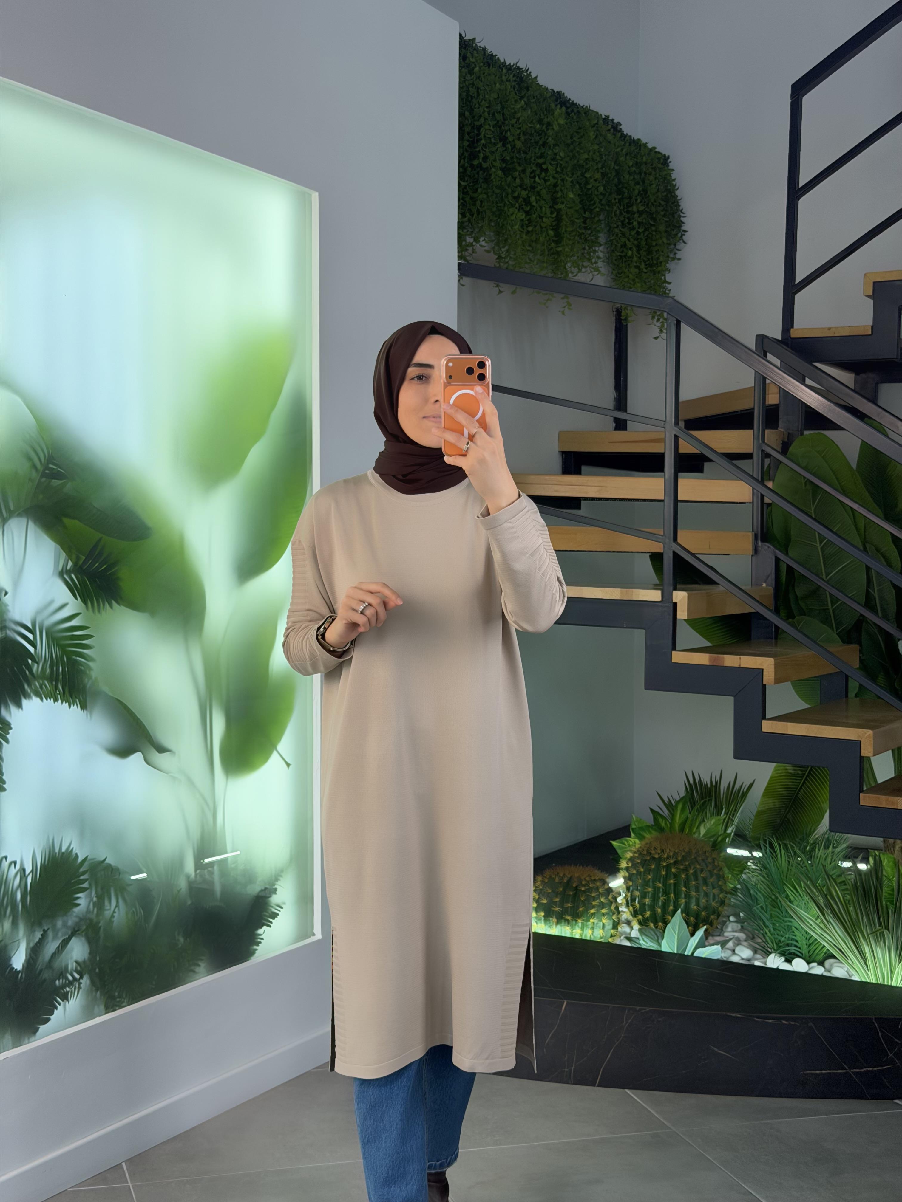 Armine Trend Çizgi Detaylı Triko 25 YTD4117 Koyu Taş