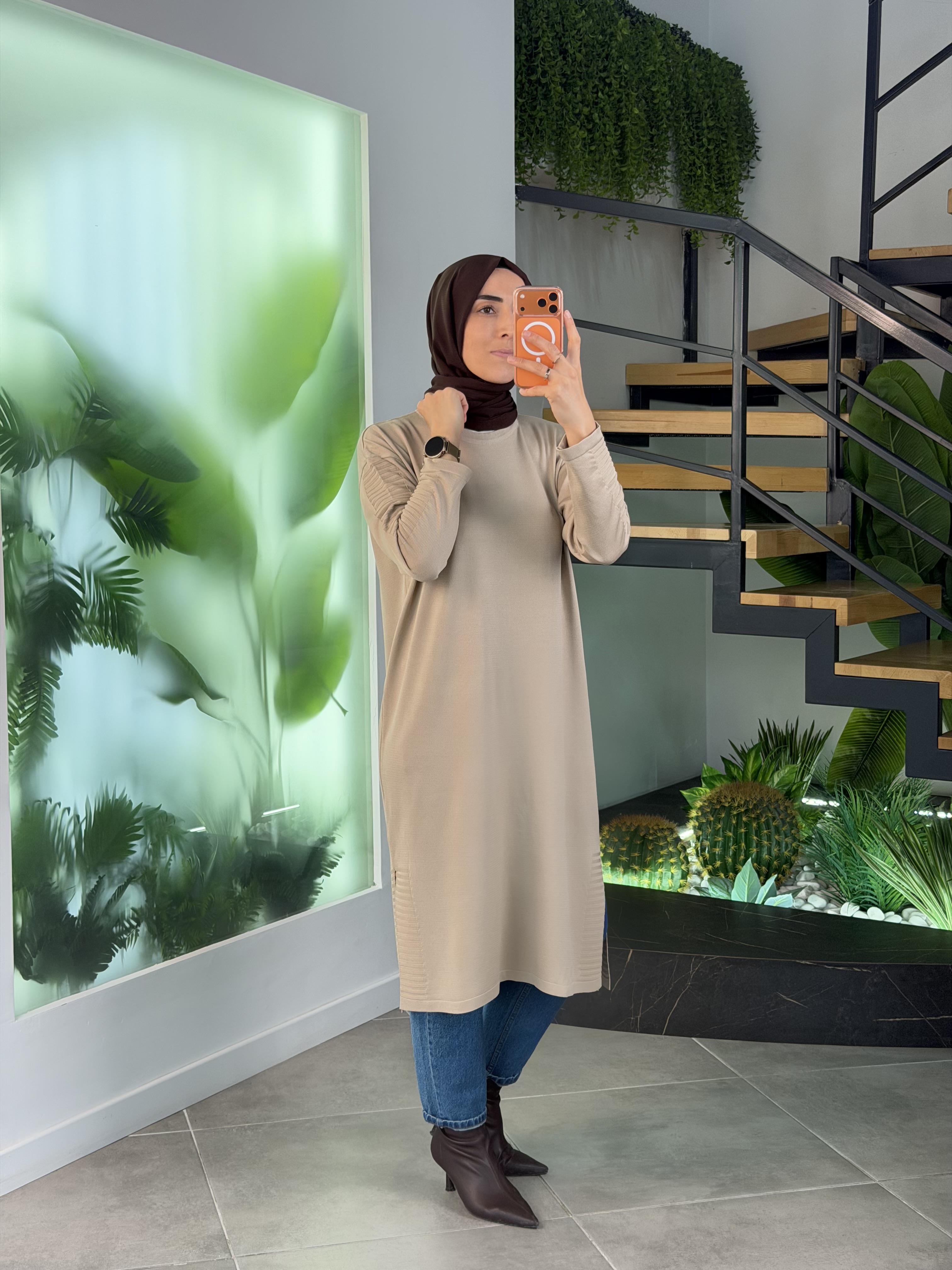 Armine Trend Çizgi Detaylı Triko 25 YTD4117 Koyu Taş