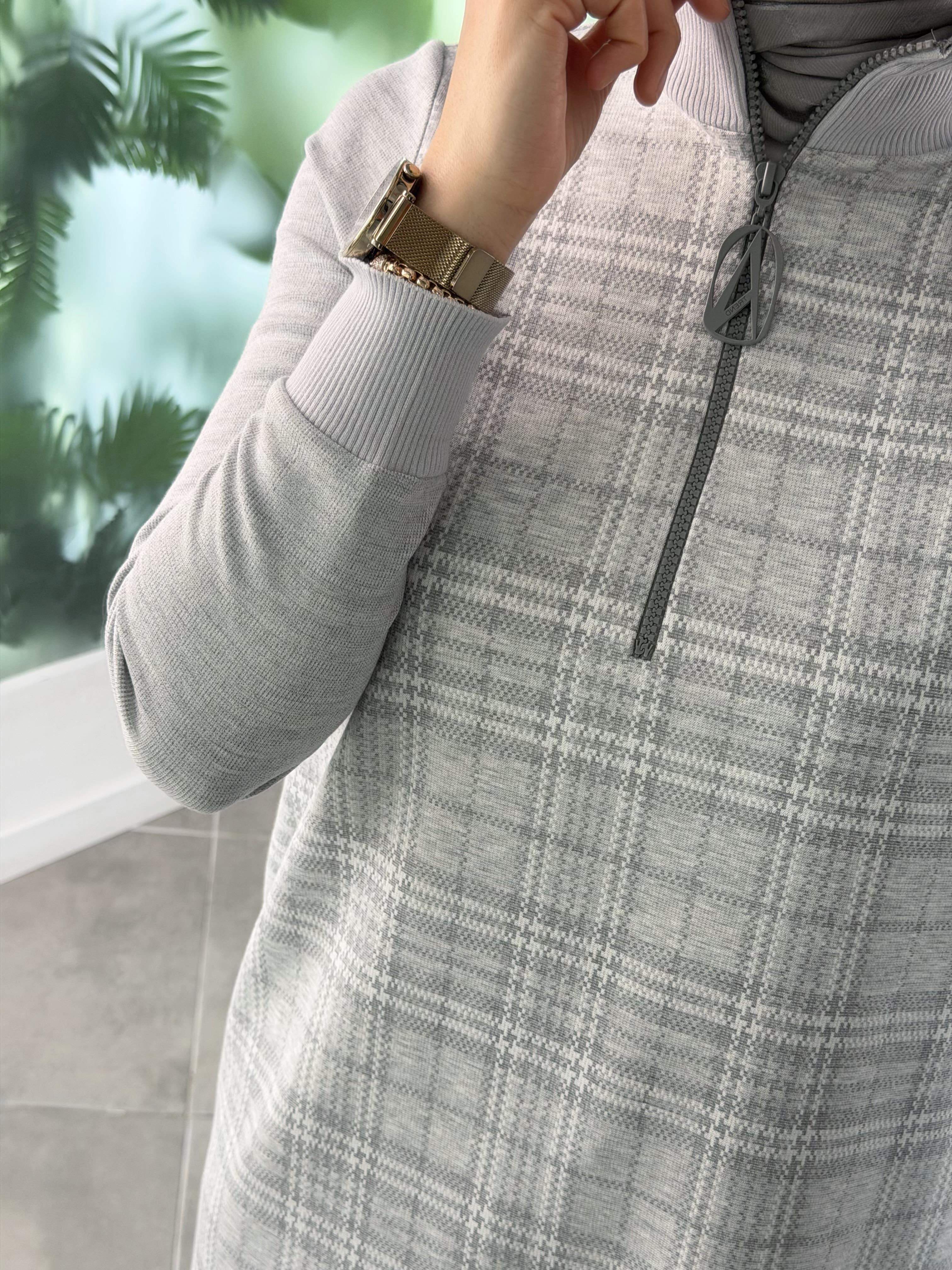 Armine Trend Ekose Desenli Tunik 25KT464 Gri