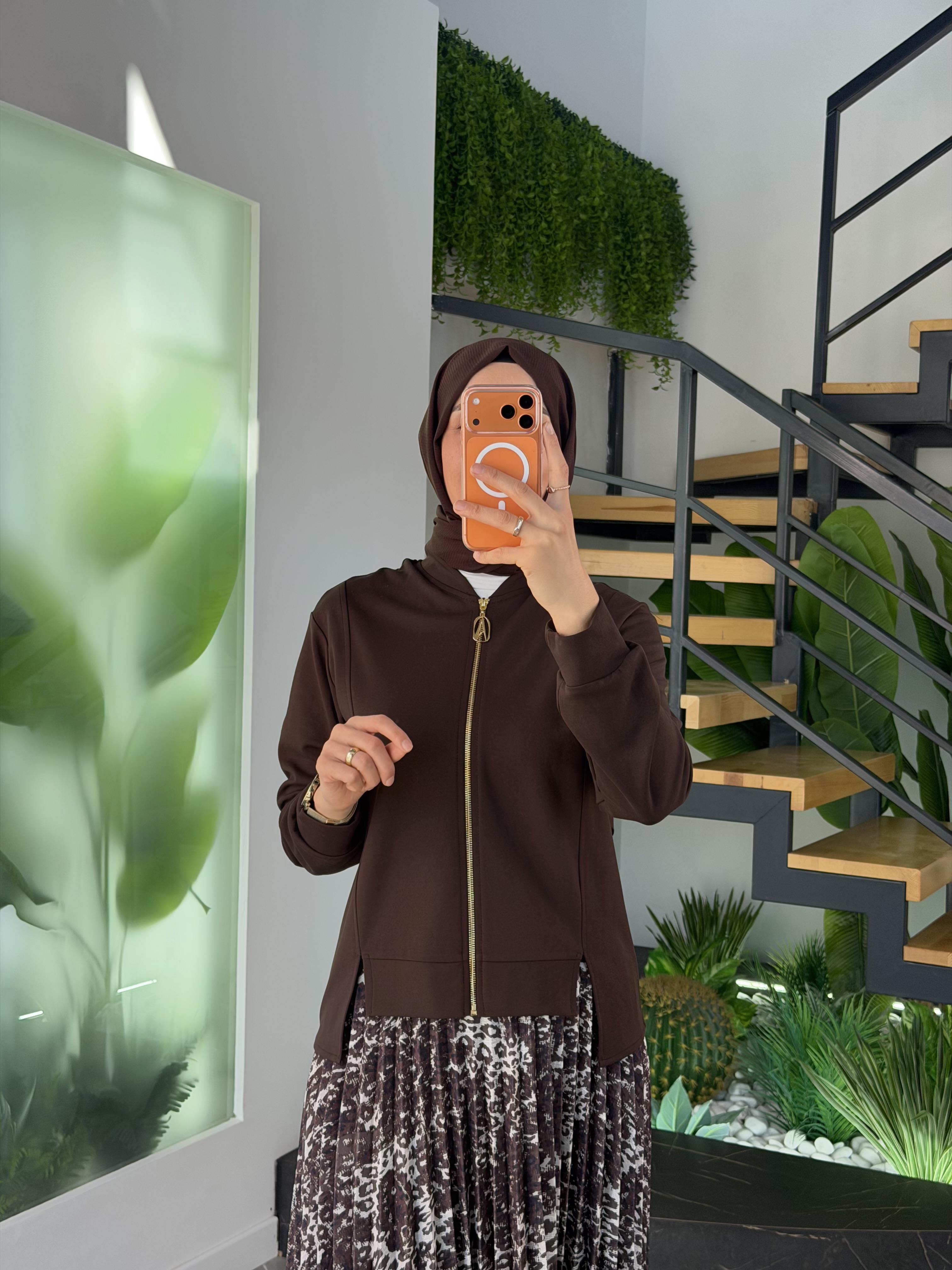 Armine Trend Eteği Leopar Desenli Takım 25KT6100 Kahverengi
