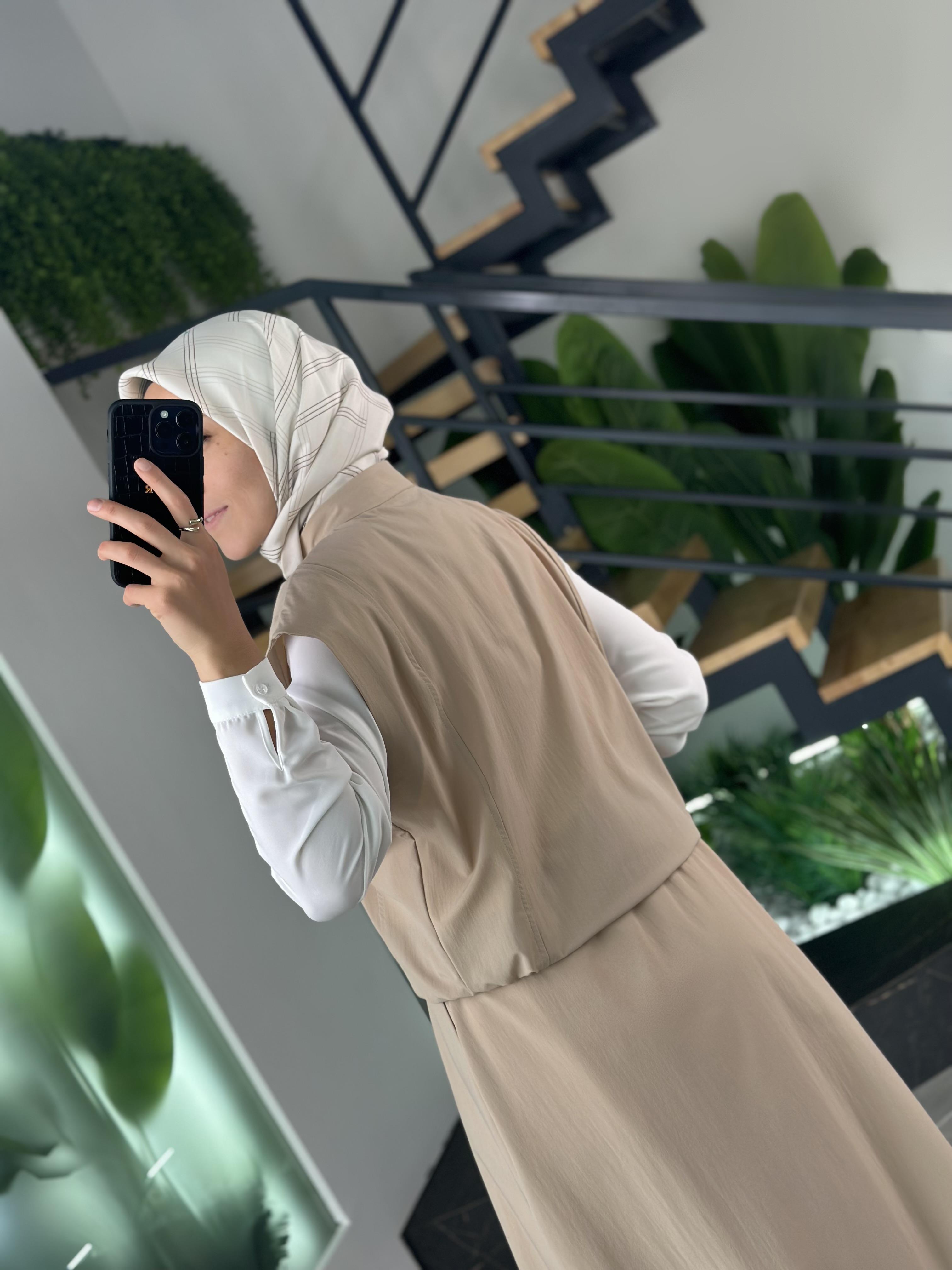 Armine Trend Yelekli Etekli İkili Takım 25YT613 Bej 