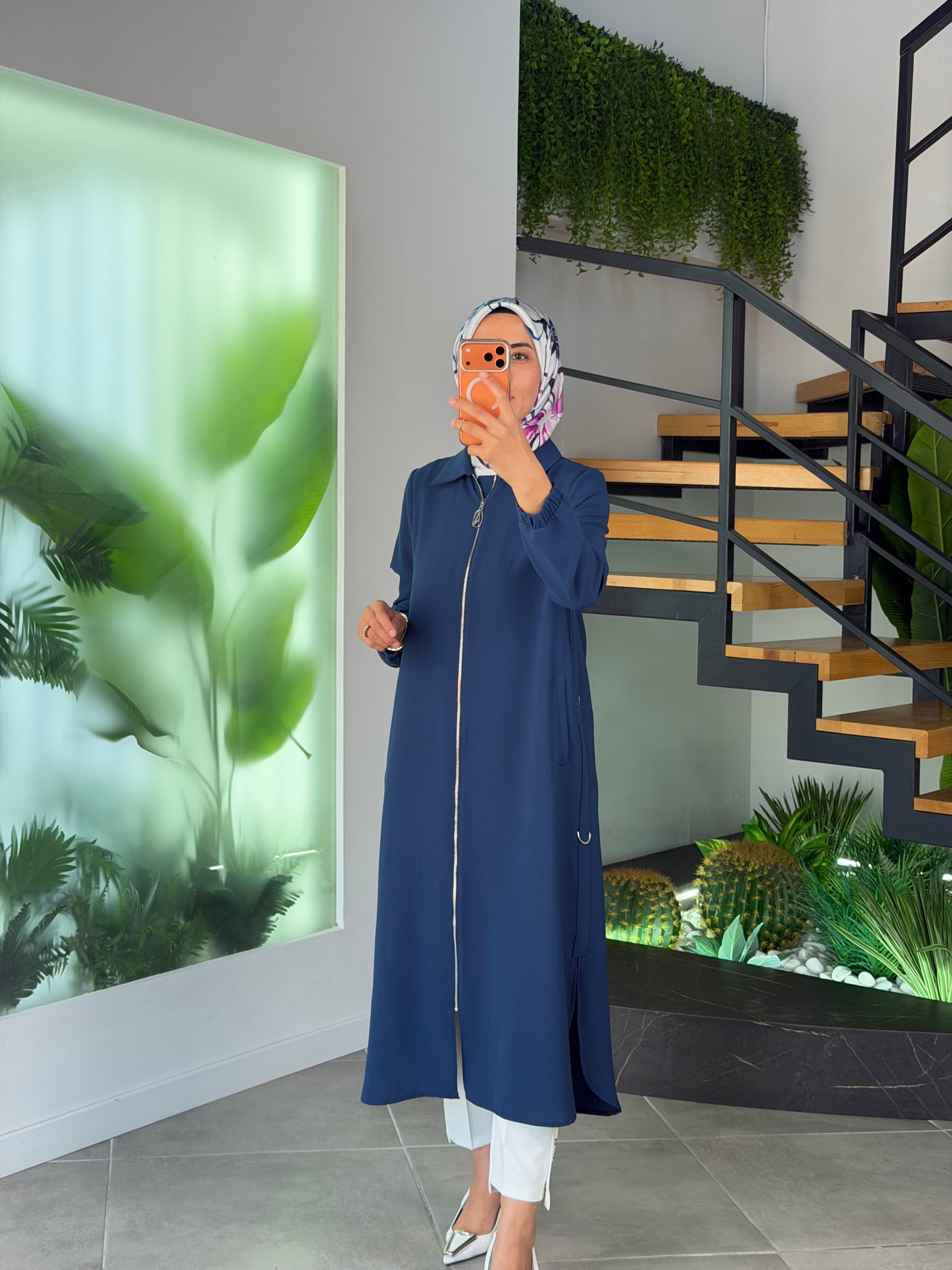 Armine Trend Fermuarlı  Halka Şerit Detaylı Giyçık 26YT502 İndigo