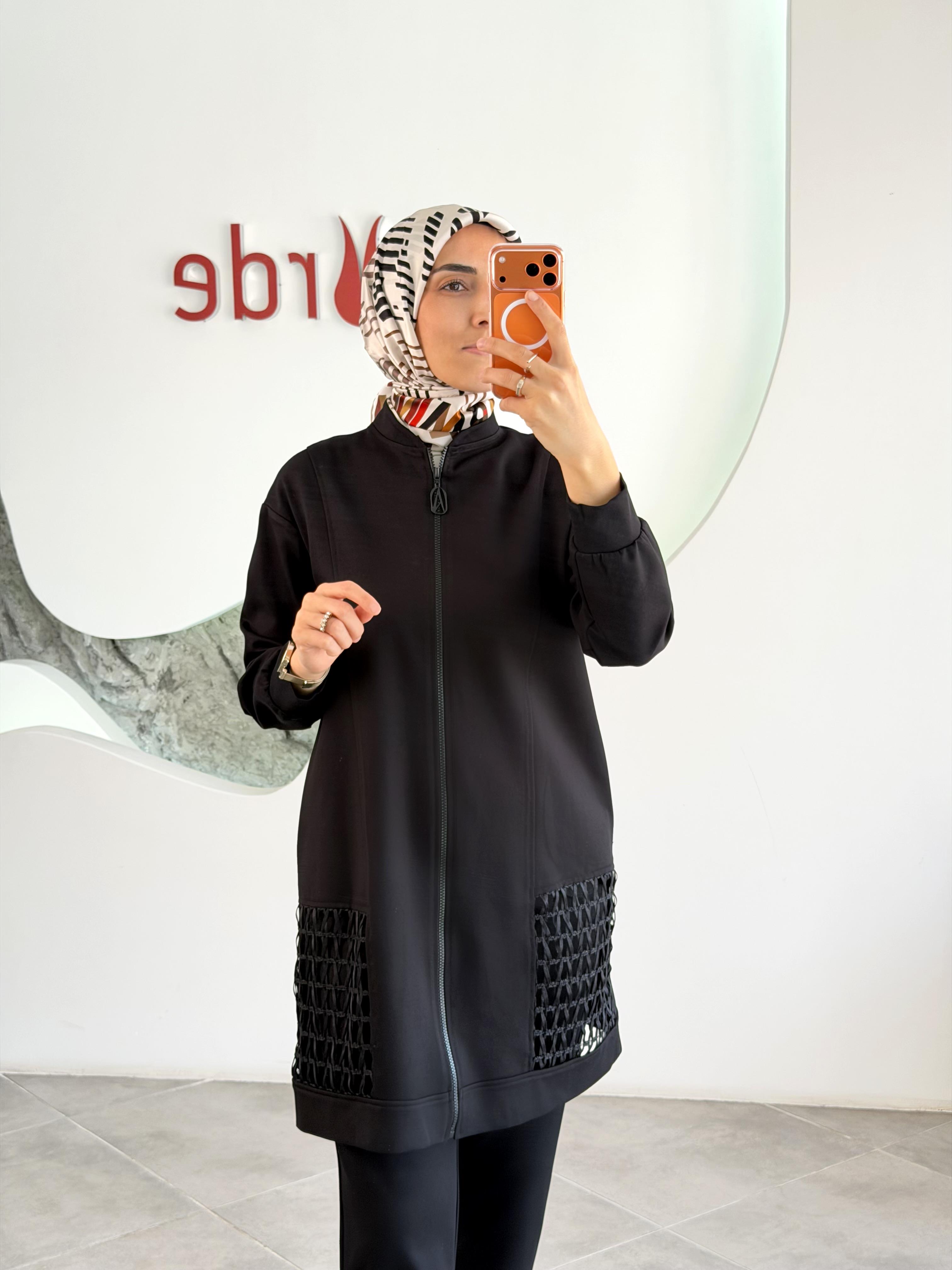 Armine Trend File Garnili Pantolonlu Takım 25KT693 Siyah