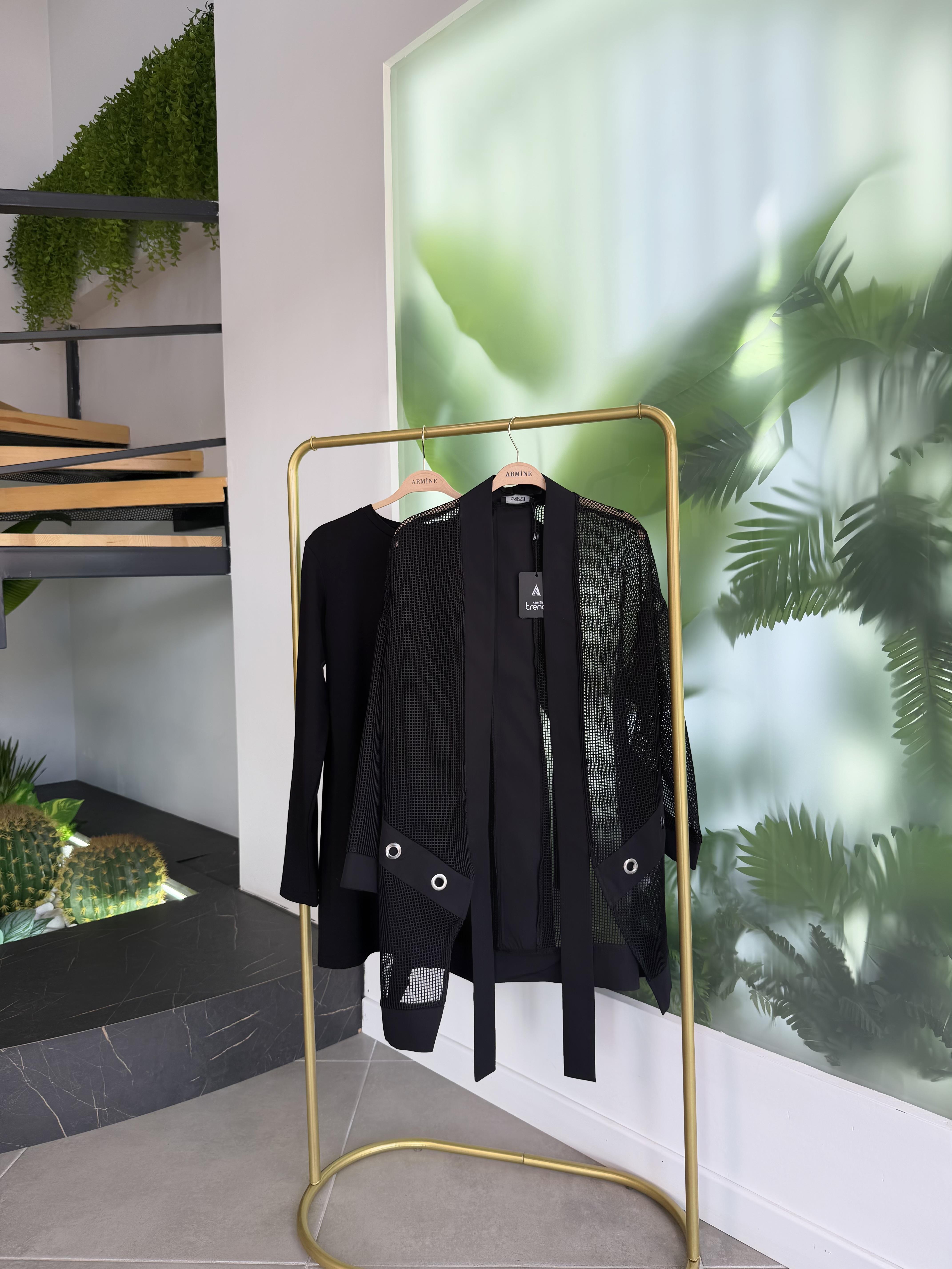 Armine Trend Fileli Ve Kuşgözü Detaylı İkili Takım 26YT670 Siyah