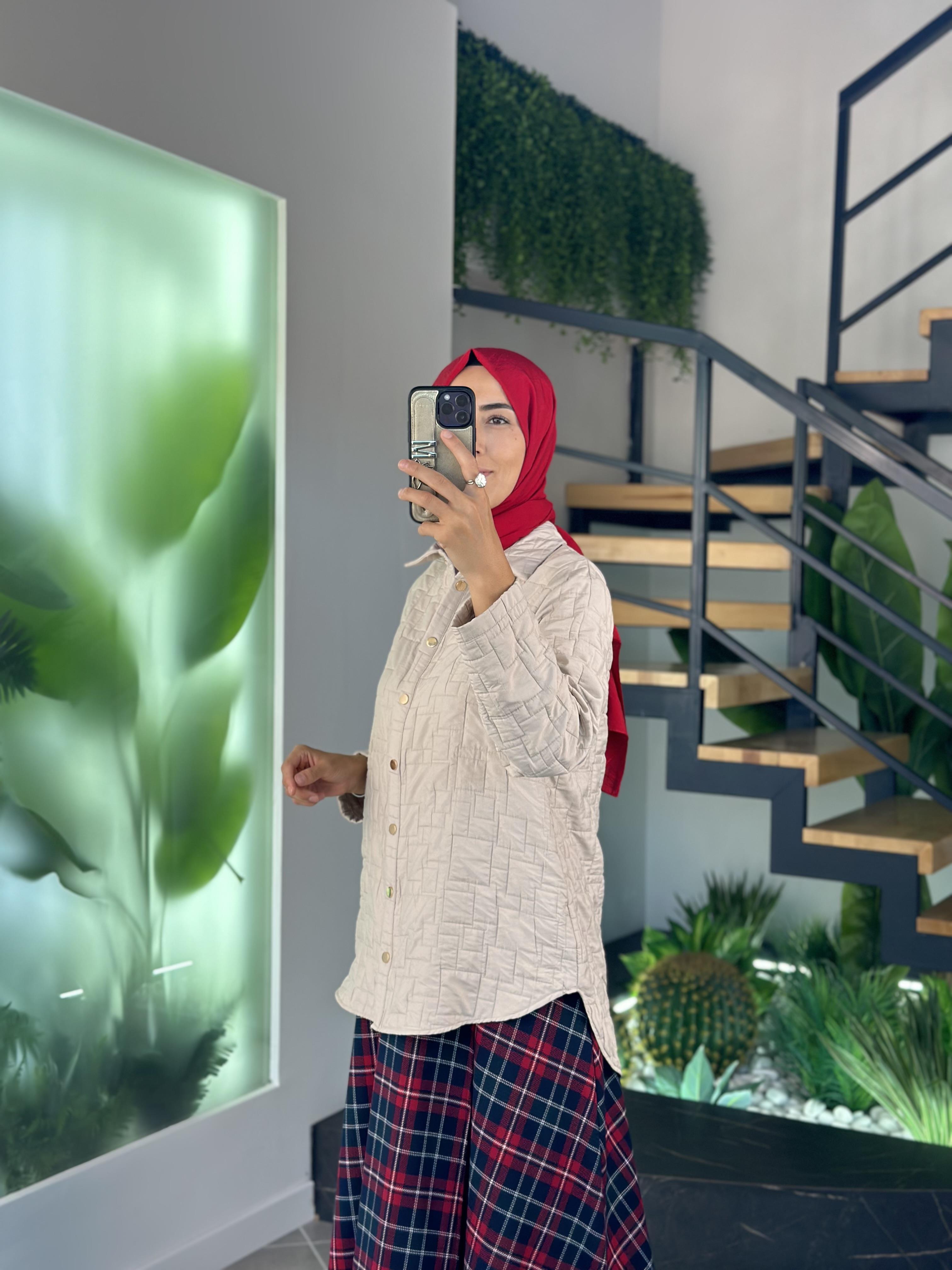 Armine Trend Kapitone Ceket 25KT542 Bej