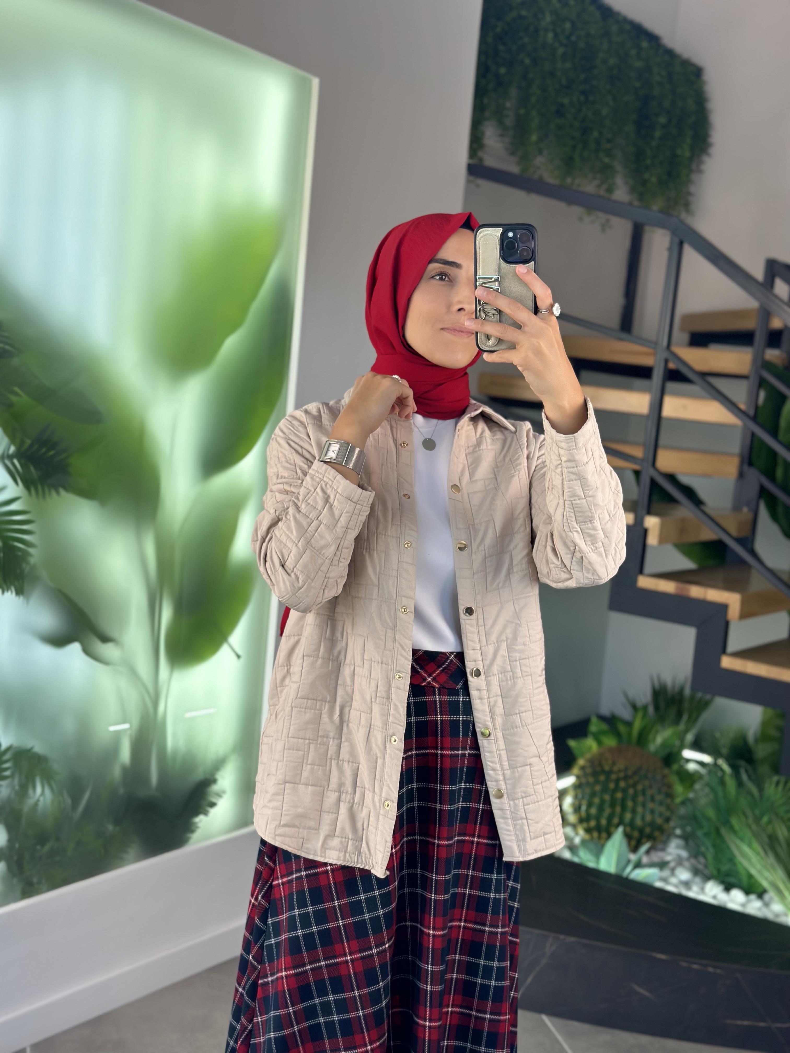 Armine Trend Kapitone Ceket 25KT542 Bej