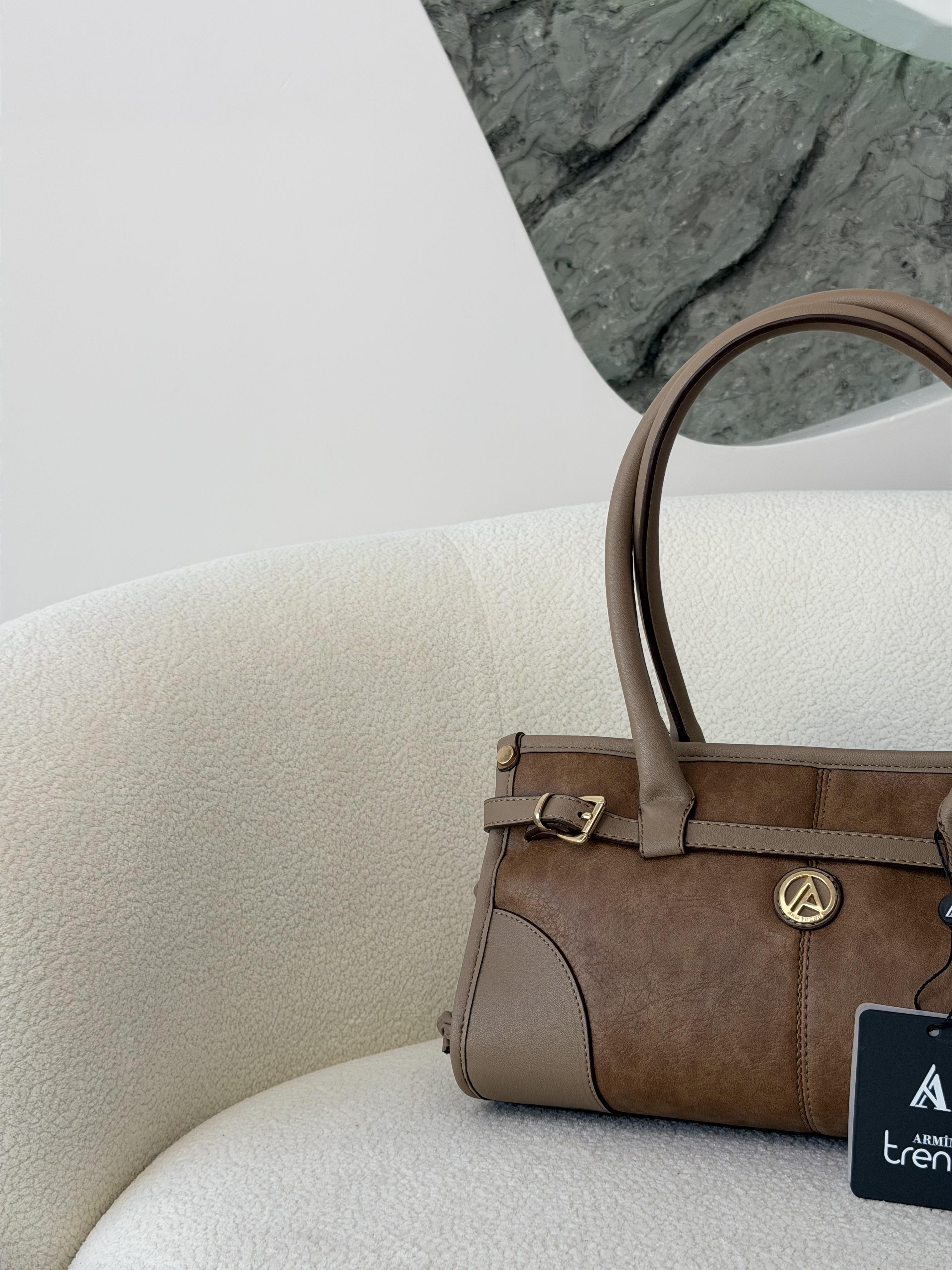 Armine Trend Kemer Detaylı El Ve Omuz Çantası ARM176 Vizon
