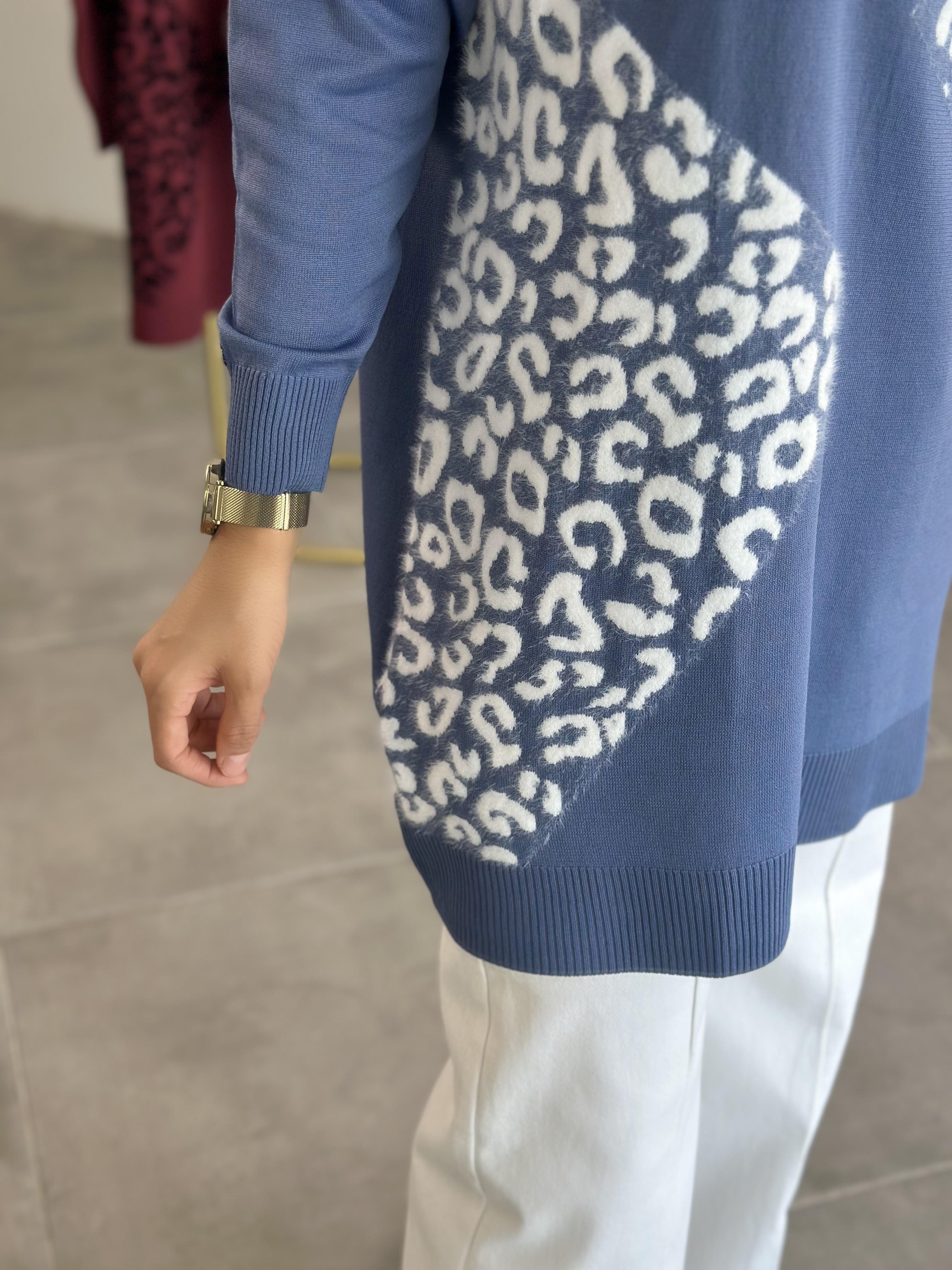Armine Trend Leopar Desenli Tunik 25YTD4109 İndigo