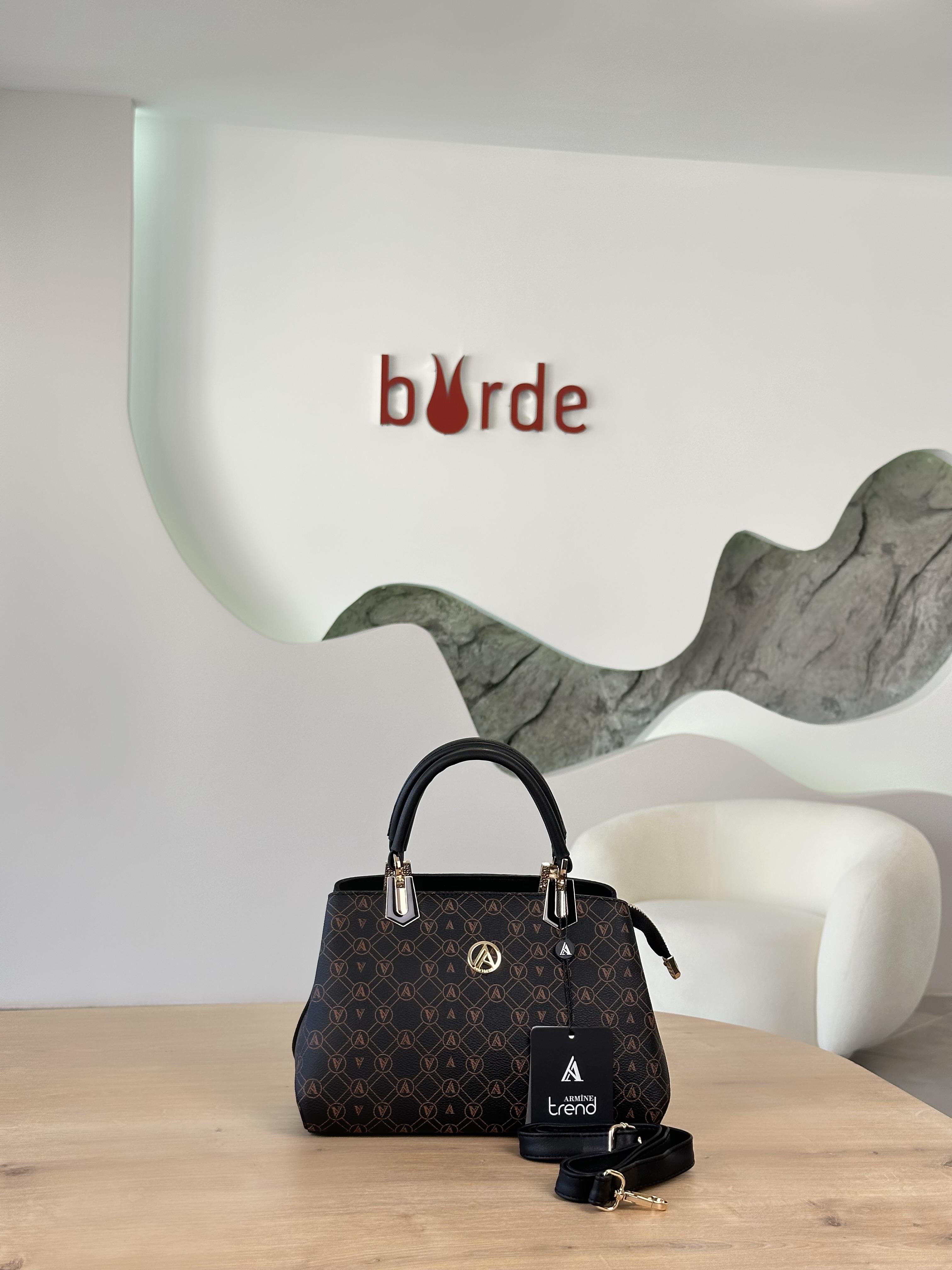 Armine Trend Logolu El Ve Omuz Çantası ARM113-3 Siyah