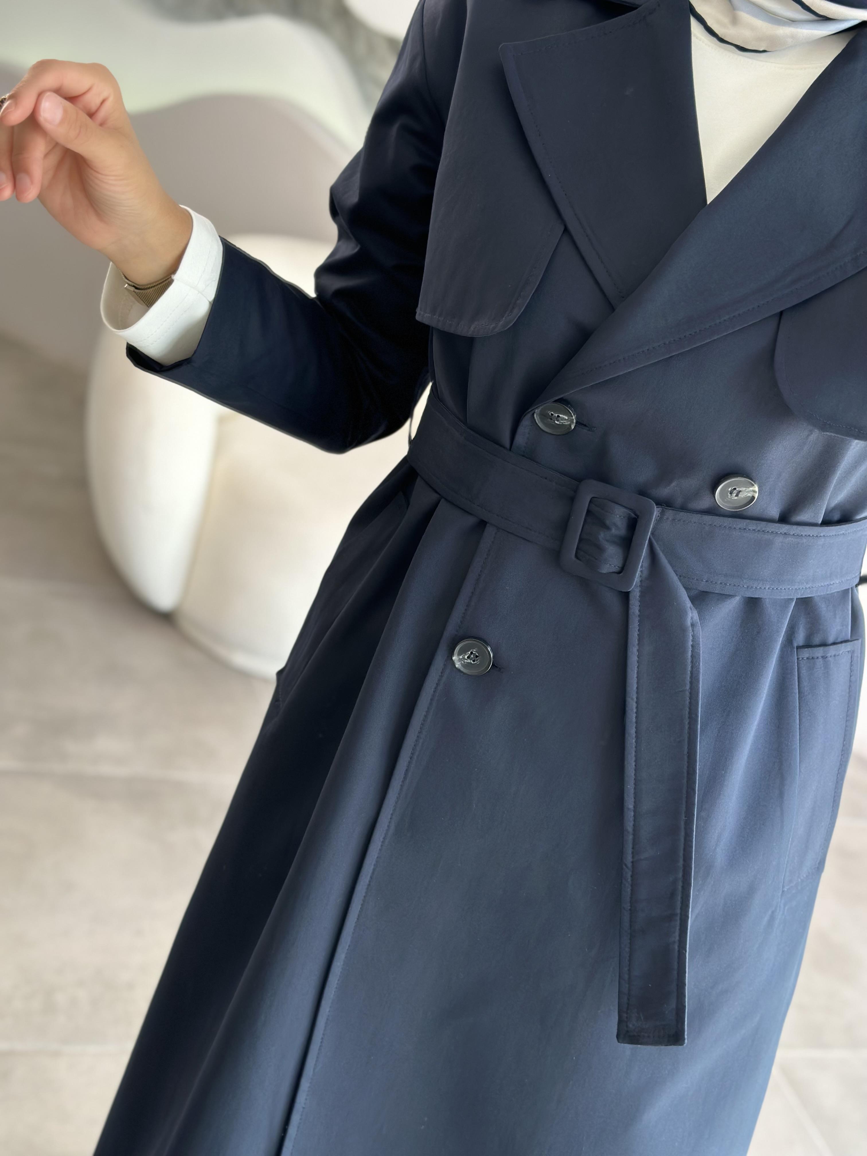 Armine Trend Seyyar Kemerli Trench 25KT725 Lacivert