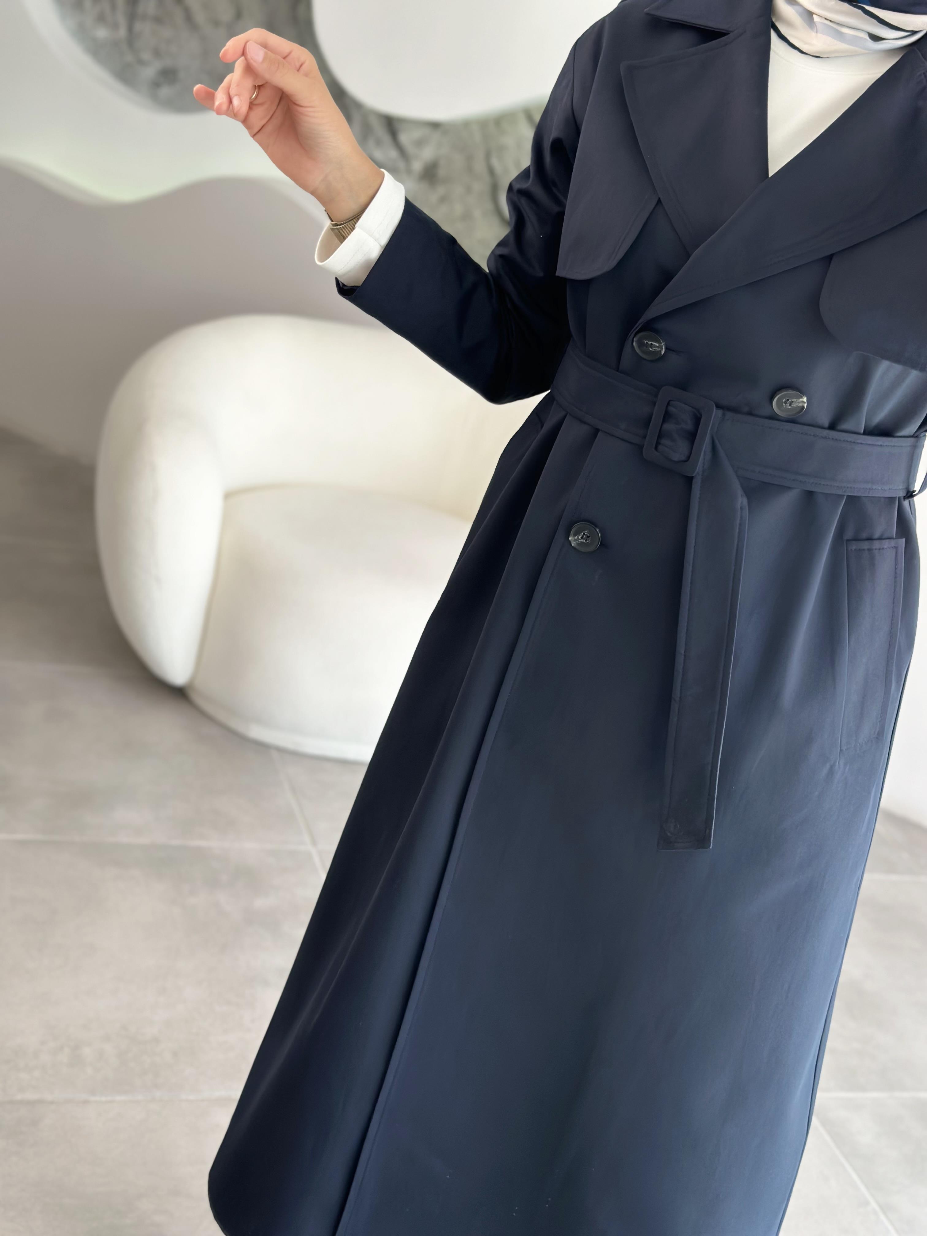 Armine Trend Seyyar Kemerli Trench 25KT725 Lacivert