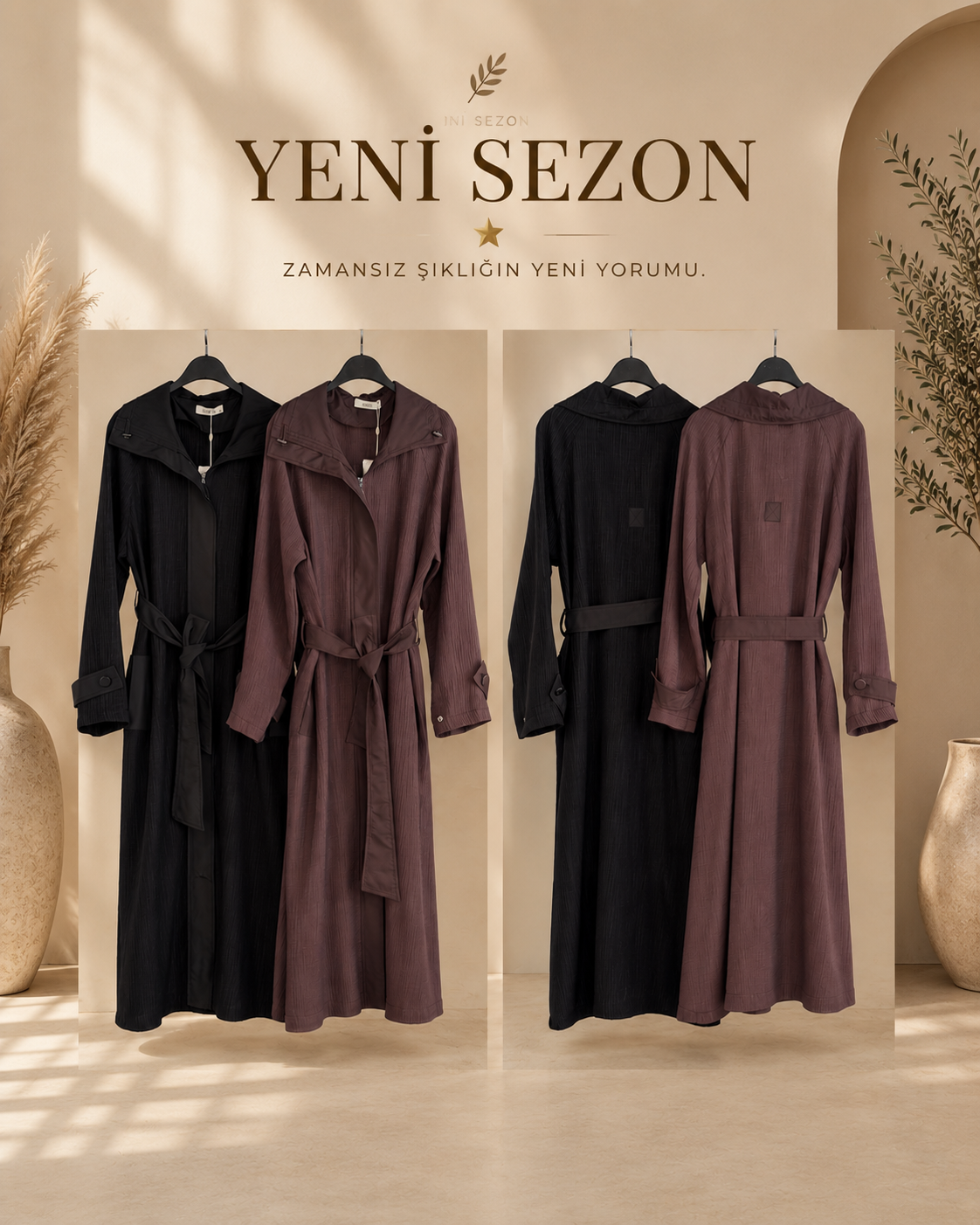 Armine Trend Yaka Büzgü Detaylı Giyçık Kap 26YT513 Kahverengi