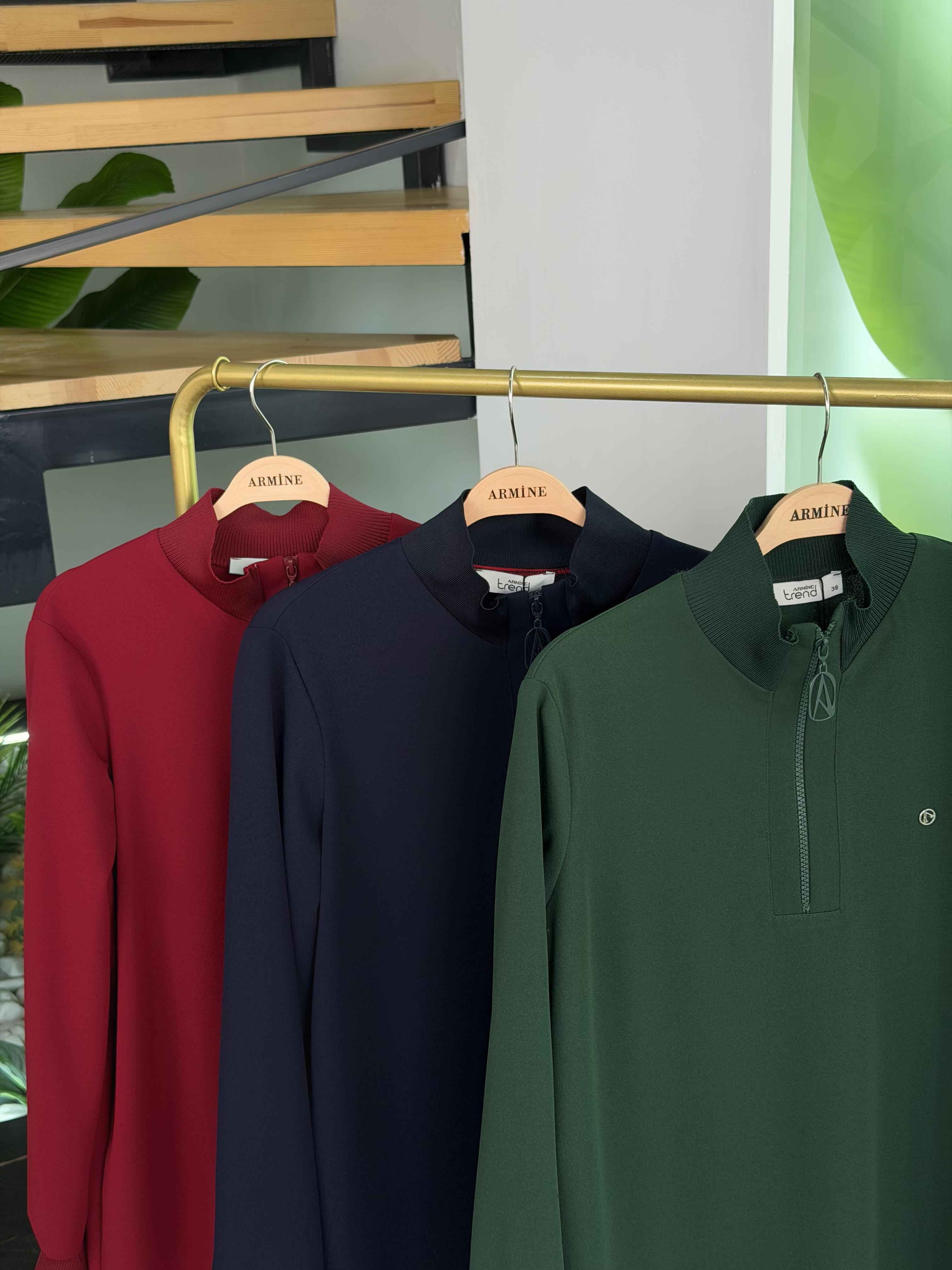 Armine Trend Yarım Fermuarlı Tunik 25KT456 Lacivert