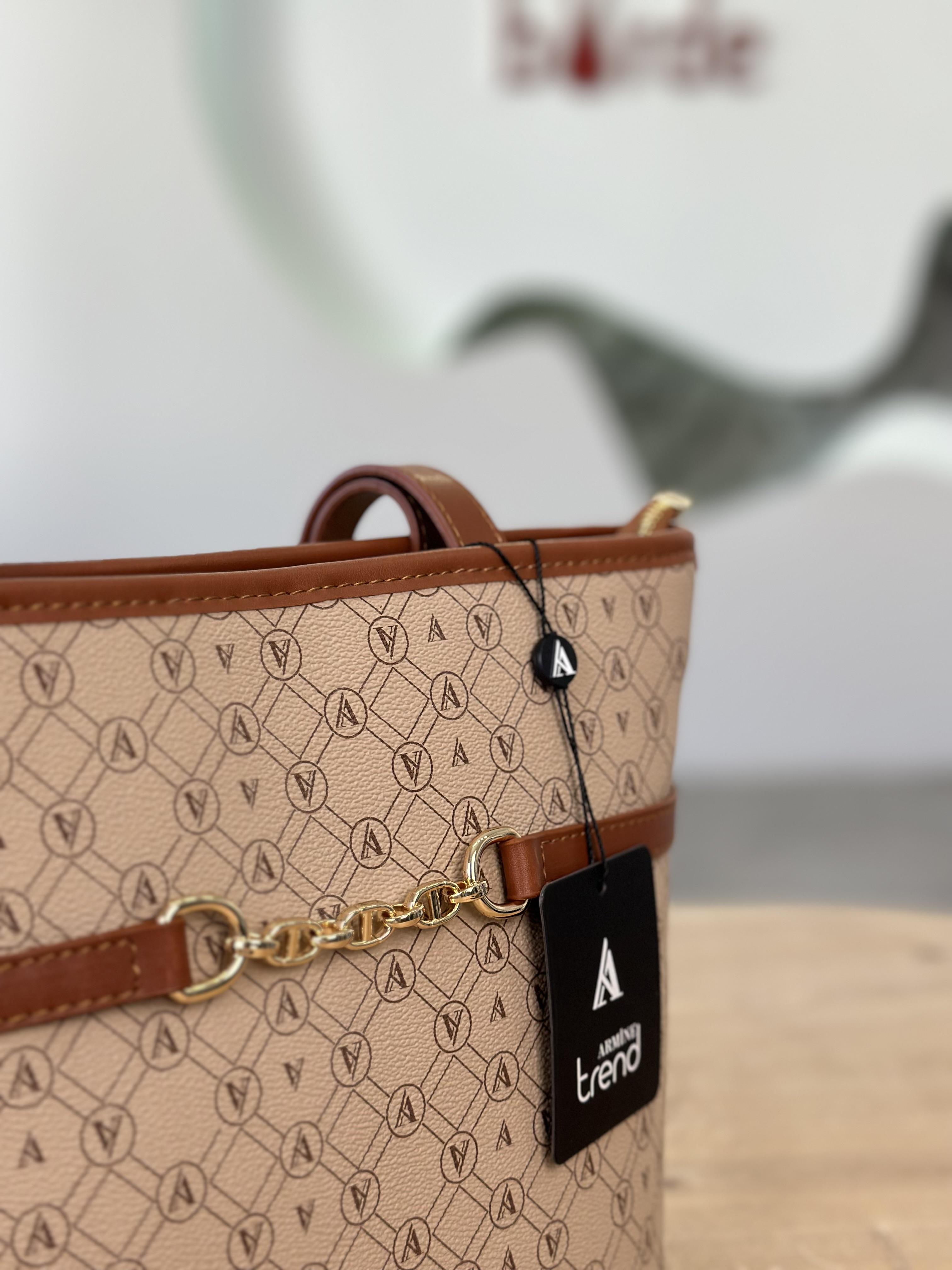 Armine Trend Zincir Detaylı El Çantası ARM155 Vizon