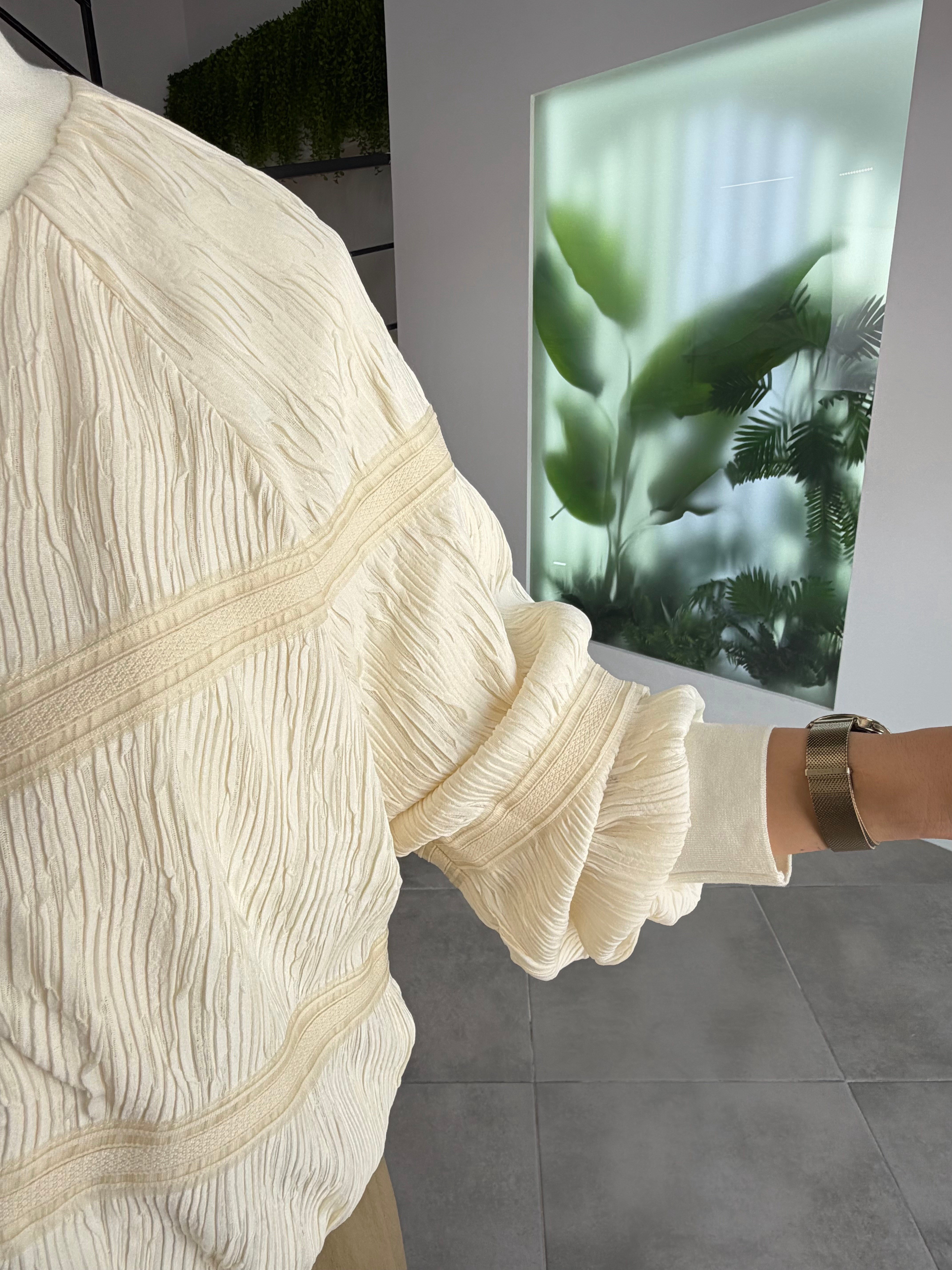 Bej Renk Premium Fermuarlı Bomber Ceket