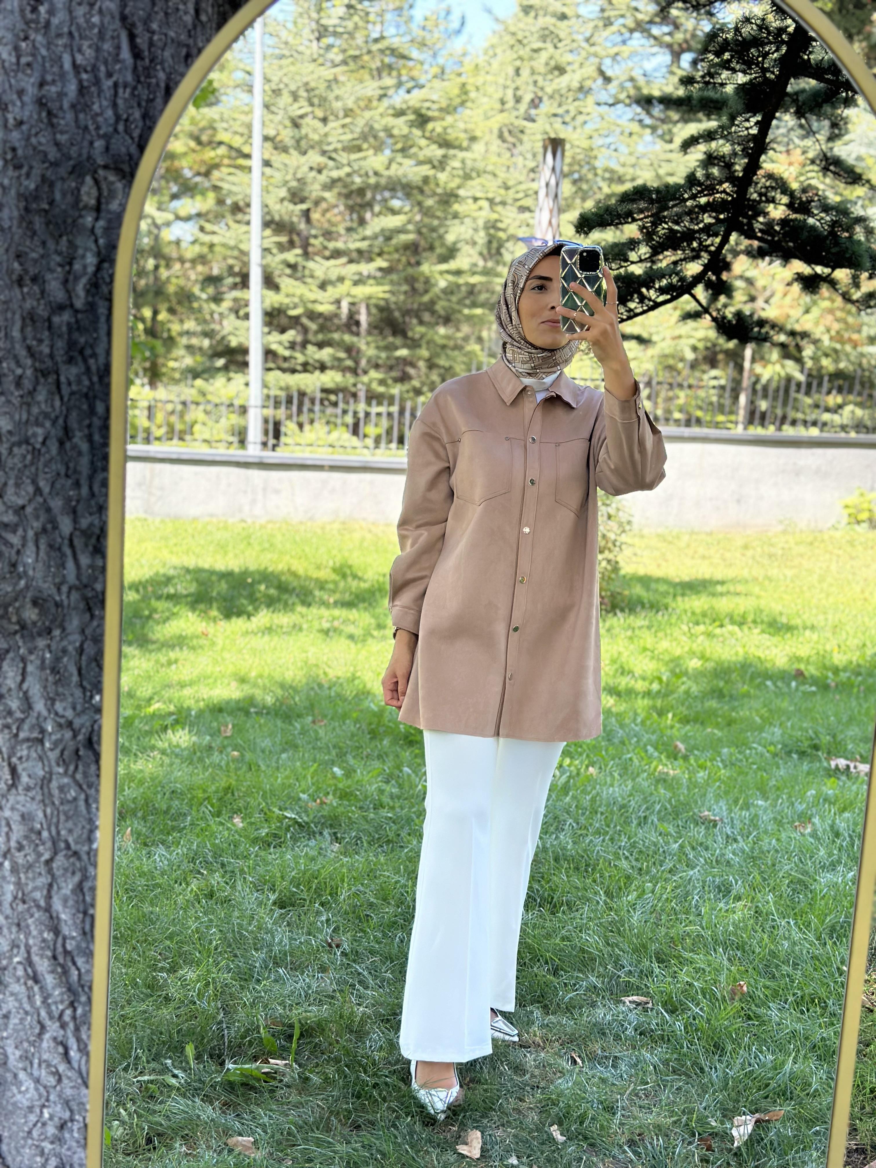 Beli Lastikli Ekru Renk Kadın İspanyol Paça Pantolon